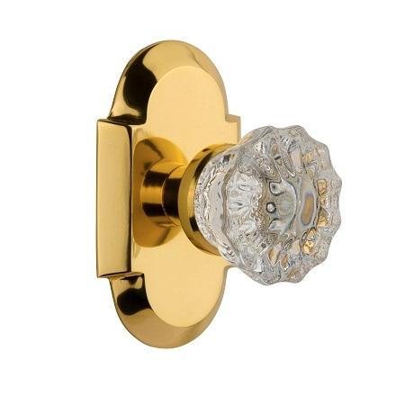 Nostalgic Warehouse Cottage Plate with Crystal Knob Set Polished Brass 