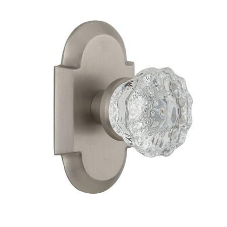 Nostalgic Warehouse Cottage Plate with Crystal Knob Set Satin Nickel 