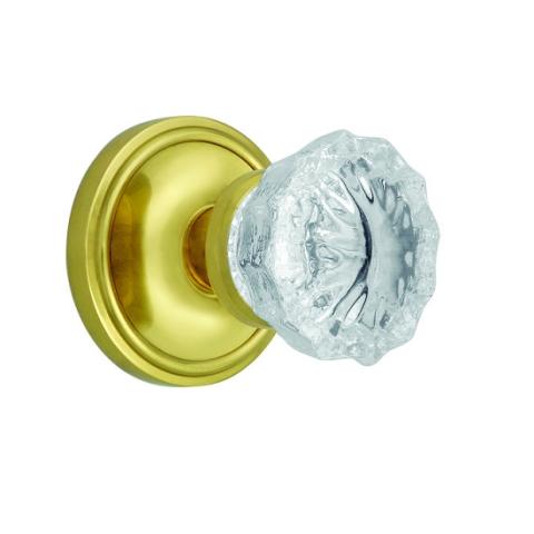 Nostalgic Warehouse Crystal Knob Privacy Mortise with Classic Rose Polished Bras