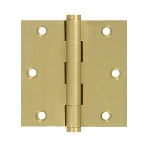 Deltana 3 1/2" x 3 1/2" Square Corner Standard Brass Hinges DSB35