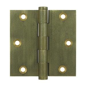 Deltana 3 1/2" x 3 1/2" Square Corner Solid Brass Distressed Hinges DSB35