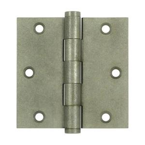 Deltana 3 1/2" x 3 1/2" Square Corner Solid Brass Distressed Hinges DSB35