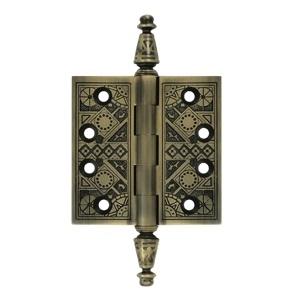 Deltana 3 1/2" x 3 1/2" Square Corner Ornate Solid Brass Hinges DSBP35U