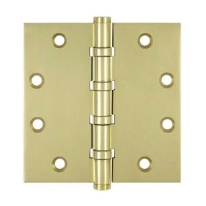 Deltana 4 1/2" x 4 1/2" Square Corner Ball Bearing Solid Brass Hinges DSB45B