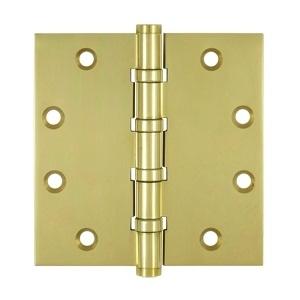 Deltana 4 1/2" x 4 1/2" Square Corner Ball Bearing Solid Brass Hinges DSB45B