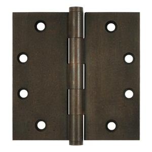 Deltana 4 1/2" x 4 1/2" Square Corner Solid Brass Distressed Hinges
