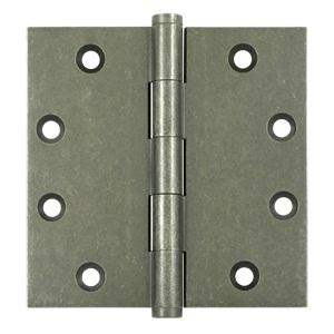 Deltana 4 1/2" x 4 1/2" Square Corner Solid Brass Distressed Hinges