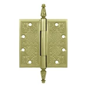 Deltana 4 1/2" x 4 1/2" Square Corner Ornate Solid Brass Hinges DSBP45U