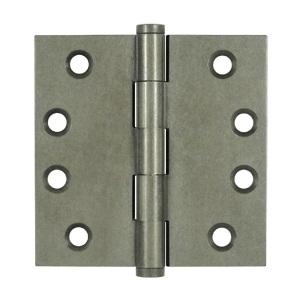 Deltana 4" x 4" Square Corner Solid Brass Distressed Hinges DSB4
