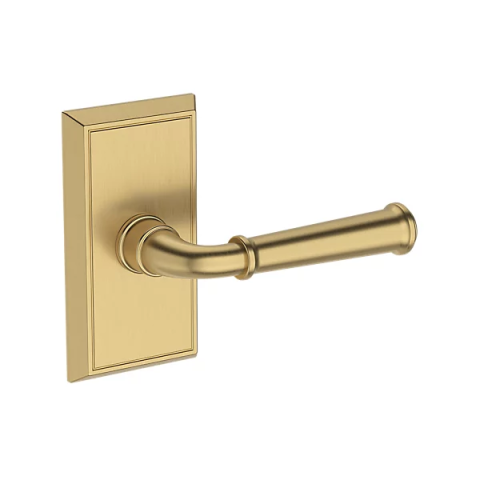 Baldwin Reserve Dunsmoor Lever with Chamfered 5" Rose Satin Brass