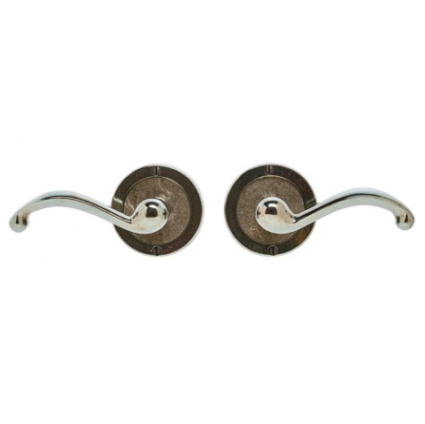 Rocky Mountain E101 Round Designer Escutcheon with Wood Texture Bronze Inlay