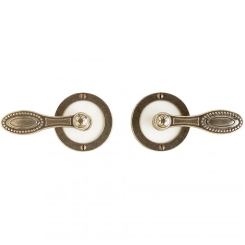 Rocky Mountain E101 Round Designer Escutcheon with White Leather Inlay