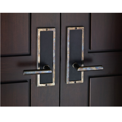 Rocky Mountain E115, E116, E117  3" x 10" Designer Escutcheon w/ Black Leather