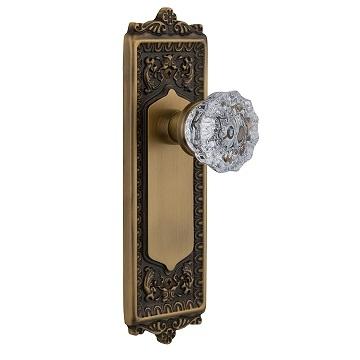 Nostalgic Warehouse Egg & Dart Backplate with Crystal Knob Antique Brass (AB)