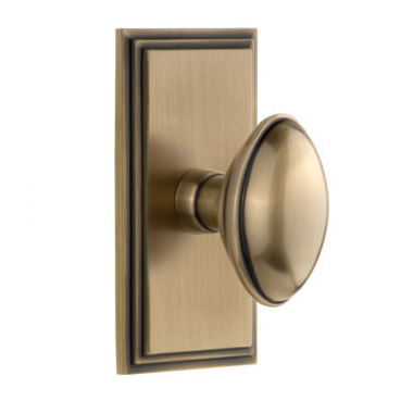 Grandeur Eden Prairie Door Knob Set with Carre Short Plate Vintage Brass