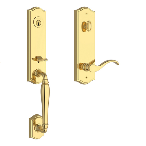 Baldwin Reserve New Hampshire Handleset shown in Lifetime Polished Brass (003)