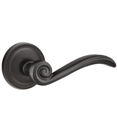Emtek Medici Door lever with #12 Rose Flat Black Patina (FB)
