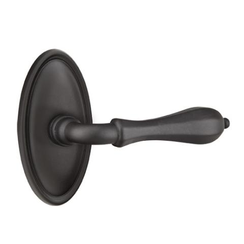 Emtek Octagon Door lever with #14 Rose Flat Black Patina (FB)