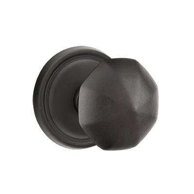Emtek Octagon Door knob with #12 Rose Flat Black Patina (FB)