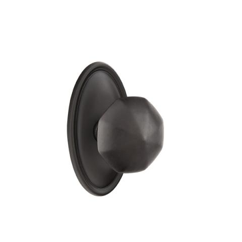 Emtek Octagon Door knob with #14 Rose Flat Black Patina (FB)