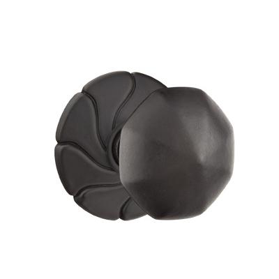 Emtek Octagon Door knob with #17 Rose Flat Black Patina (FB)