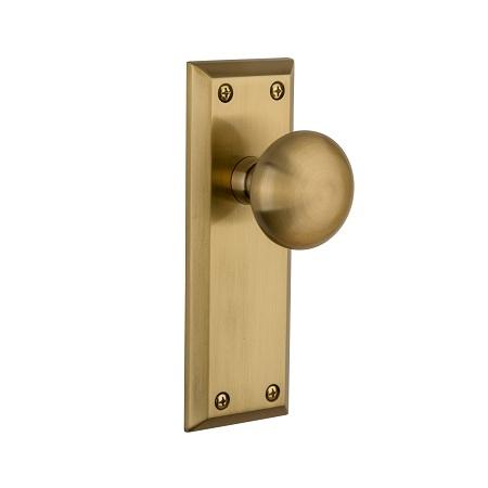 Grandeur Fifth Avenue Backplate with Fifth Avenue knob VB Vintage Brass