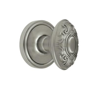 Grandeur Grande Victorian Knob with Georgetown Rose Satin Nickel 