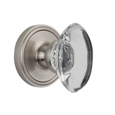Grandeur Provence Crystal Door Knob Set with Georgetown Rose Satin Nickel 