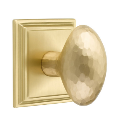 Emtek 8161 Hammered Egg Door Knob Set Satin Brass