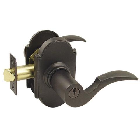 Emtek Cortina Keyed Entry Door Lever with #8 Rose Oil Rubbed Bronze (US10B)
