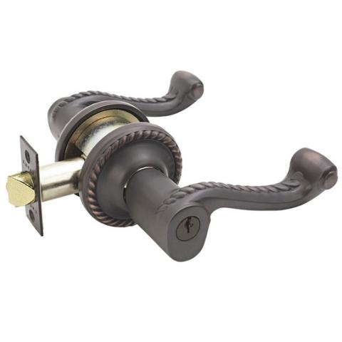 Emtek Rope Keyed Entry Door Lever with Rope Rosette Oil Rubbed Bronze (US10B)