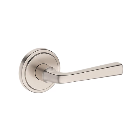 Baldwin Reserve Kingvale Lever with Stepped Recessed Rose Satin Nickel