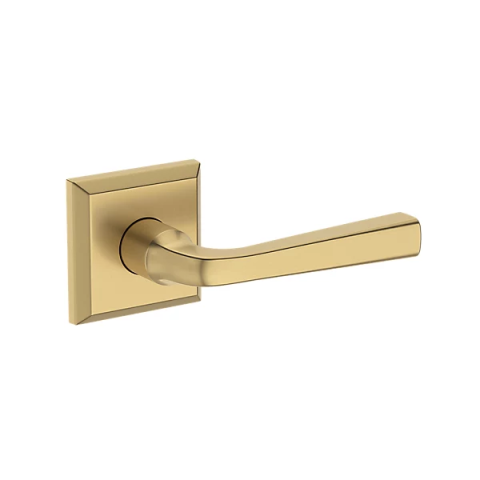 Baldwin Reserve Kingvale Lever with Traditional Square Rose Satin Brass
