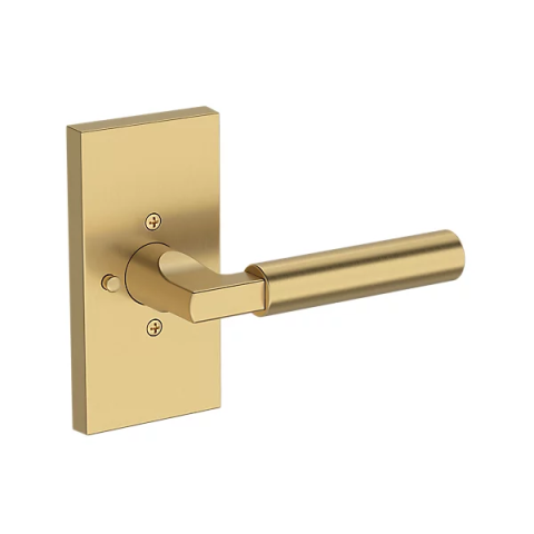 Baldwin Reserve Lake Forest Lever with Contemporary 5 Inch Rose Satin Brass
