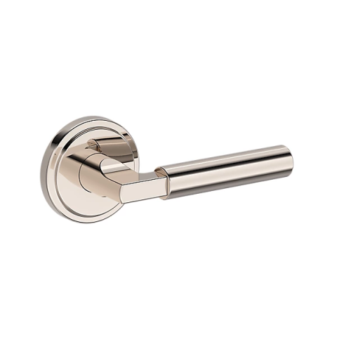 Baldwin Reserve Lake Forest Lever with Stepped Round Rose Polished Nickel