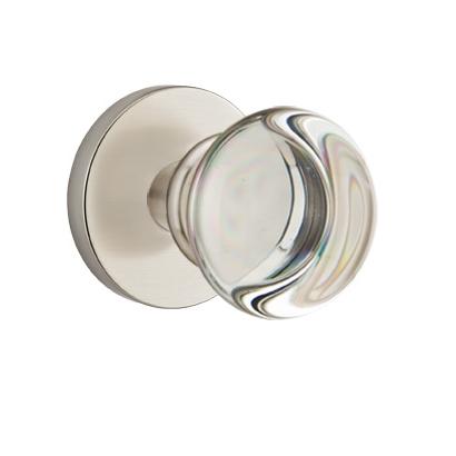 mtek Modern Providence Crystal Door Knob Set with Disk Rose Satin Nickel 