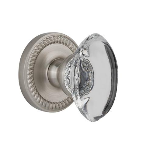 Grandeur Provence Crystal Door Knob Set with Newport Rose Satin Nickel 