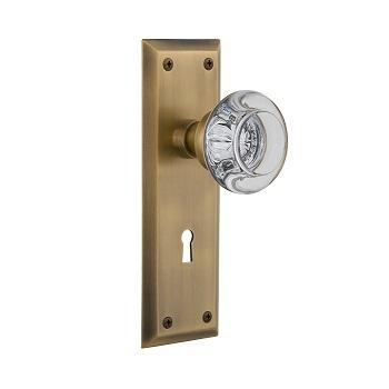 Nostalgic Warehouse New York Backplate with Round Crystal knob