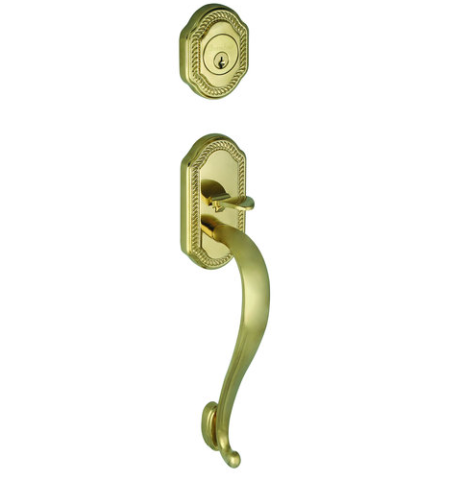 Grandeur Newport Handleset shown in Lifetime Brass (LB)