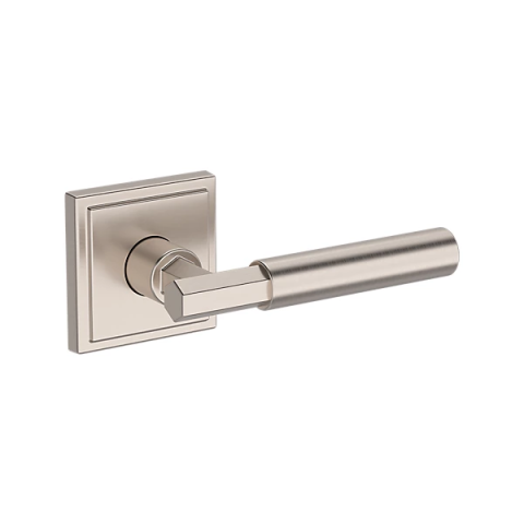 Baldwin Reserve Riddling Lever with Stepped Square Rose Satin Nickel
