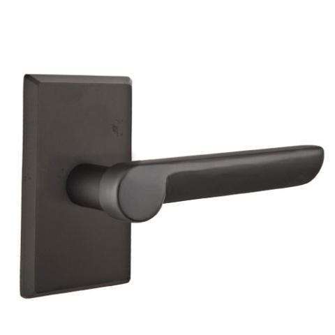 Emtek Aurora Door Lever with #3 Rose Flat Black Patina (FB)
