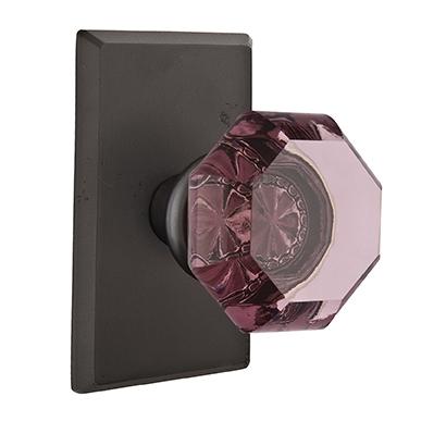 Emtek Bronze Old Town Violet Door Knob with #3 Rose Flat Black Patina