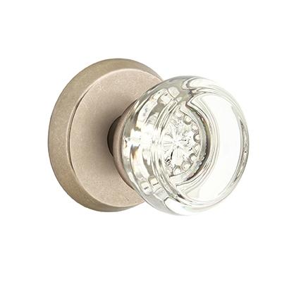 Emtek Bronze Georgetown Crystal Door Knob with #2 Rose Tumbled White Bronze