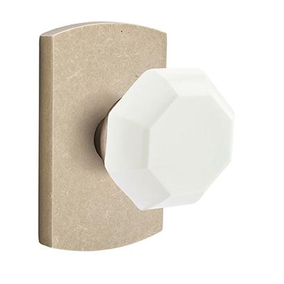 Emtek Bronze Old Town Milk Door Knob with #4 Rose Tumbled White Bronze
