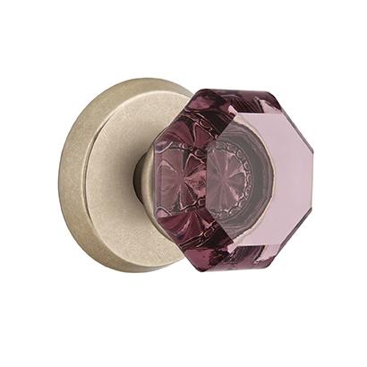 Emtek Bronze Old Town Violet Door Knob with #2 Rose Tumbled White Bronze