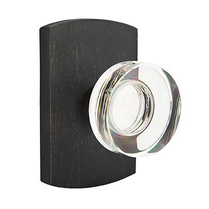 Emtek Bronze Modern Disc Crystal Door Knob with #4 Rose Medium Bronze Patina