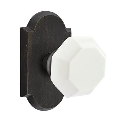 Emtek Bronze Old Town Milk Door Knob with #1 Rose Medium Bronze Patina