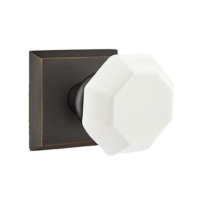 Emtek Bronze Old Town Milk Door Knob with #6 Rose Medium Bronze Patina