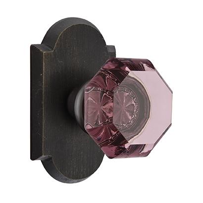 Emtek Bronze Old Town Violet Door Knob with #1 Rose Tumbled Medium Bronze Patin