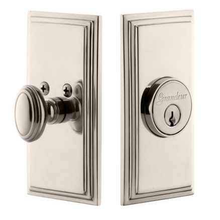 Grandeur Carre Single Cylinder Deadbolt Polished Nickel